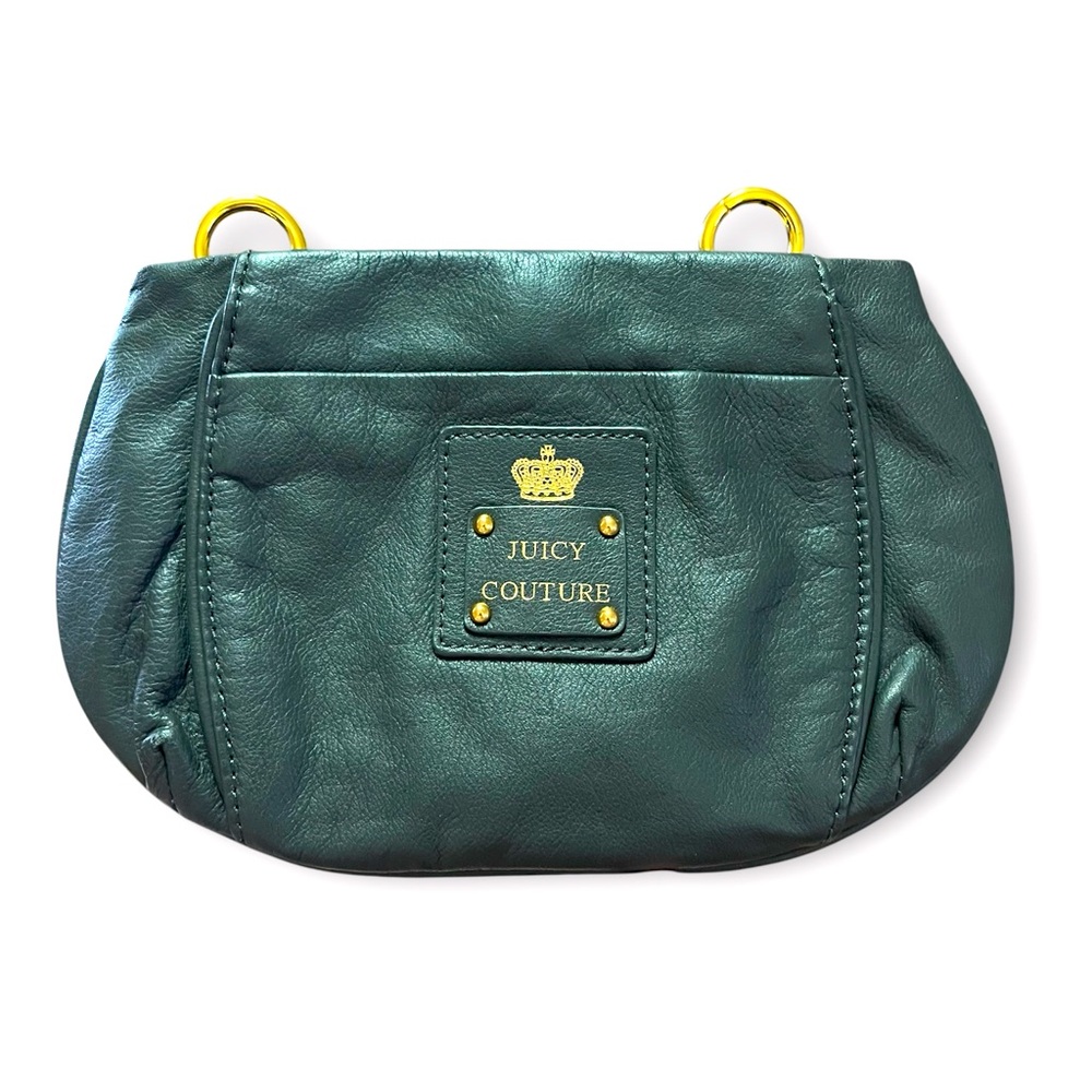 Y2K Juicy Couture Elegant Olive Leather Crossbody  Shoulder Bag Like New Vintage